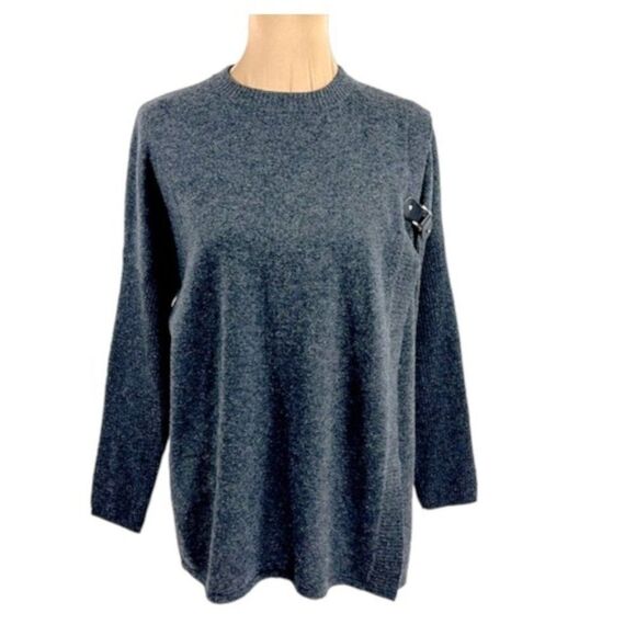 Peck & Peck Cashmere Sweater Medium 2 Ply Gray Wool - Picture 1 of 12